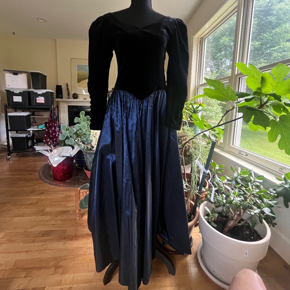 Vintage 1980s Velvet/Striped Laura Ashley Dress
